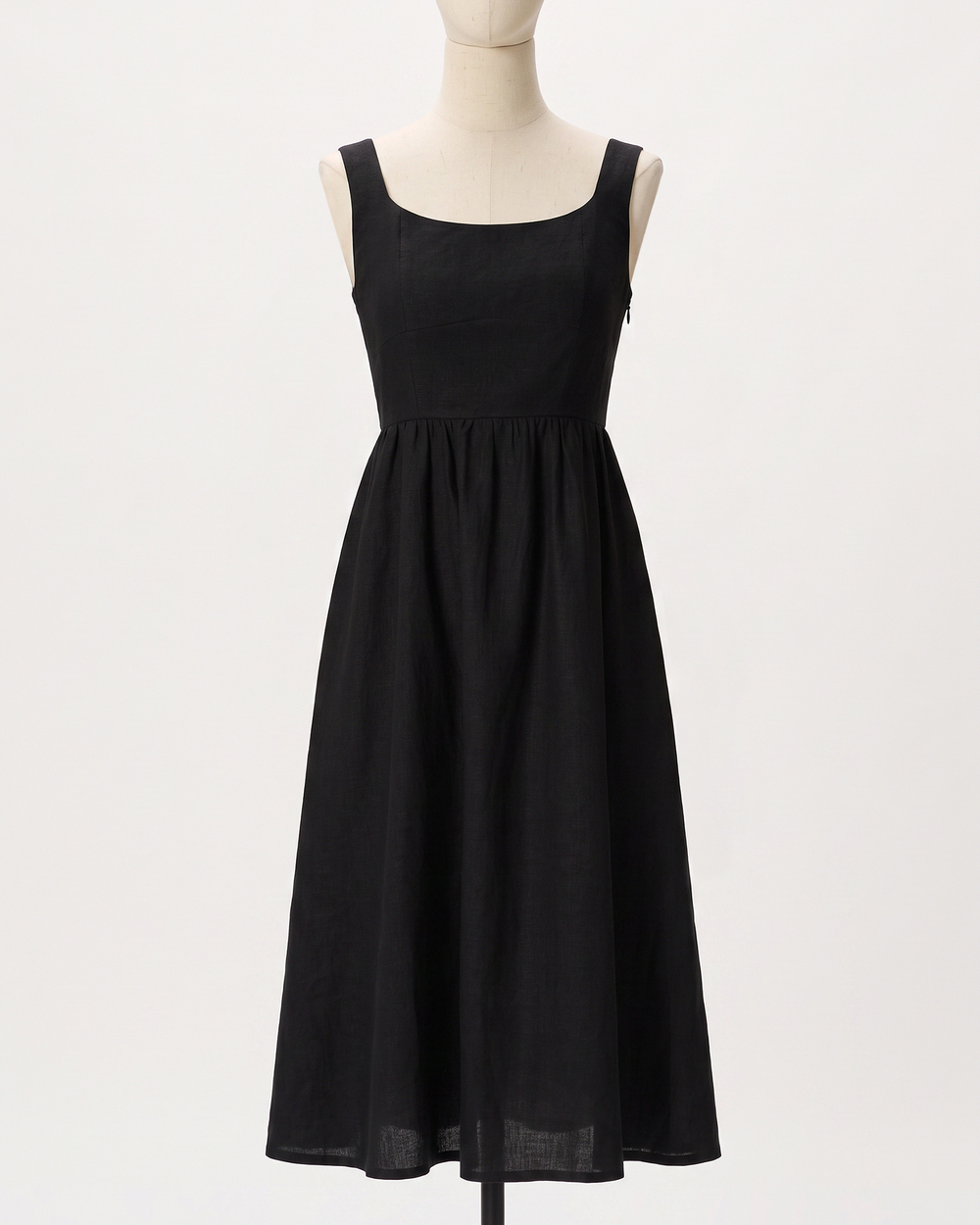 100% European Linen Fit & Flare Midi Dress